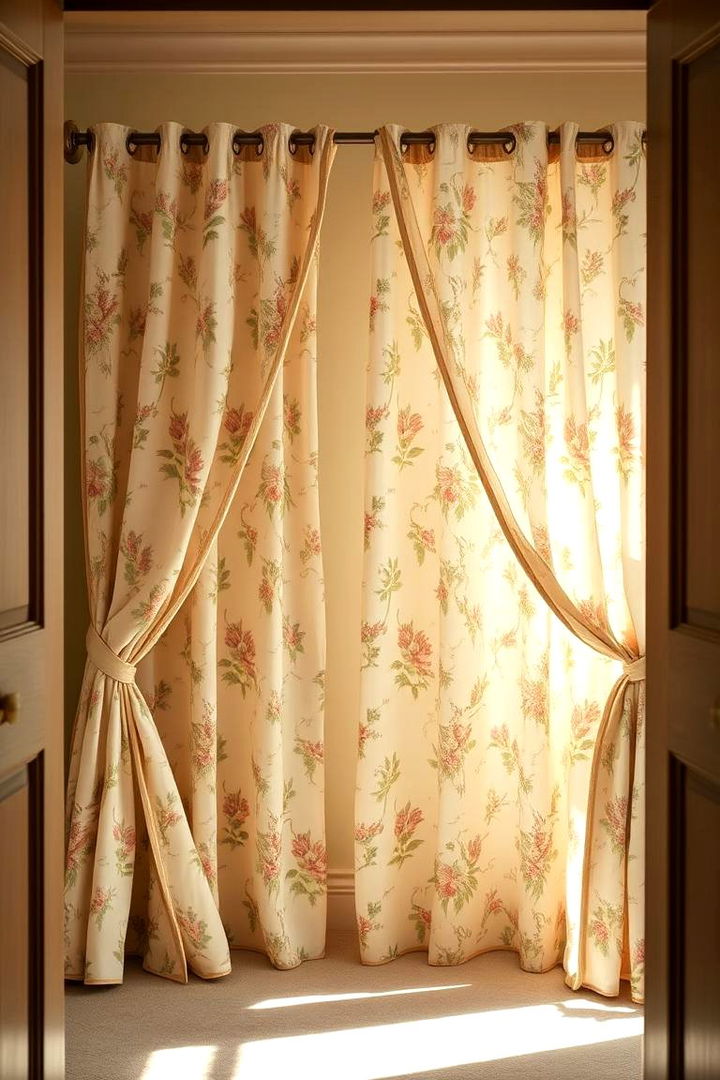 Vintage Floral Charm - Creative Closet Curtain Ideas for Stylish Organization