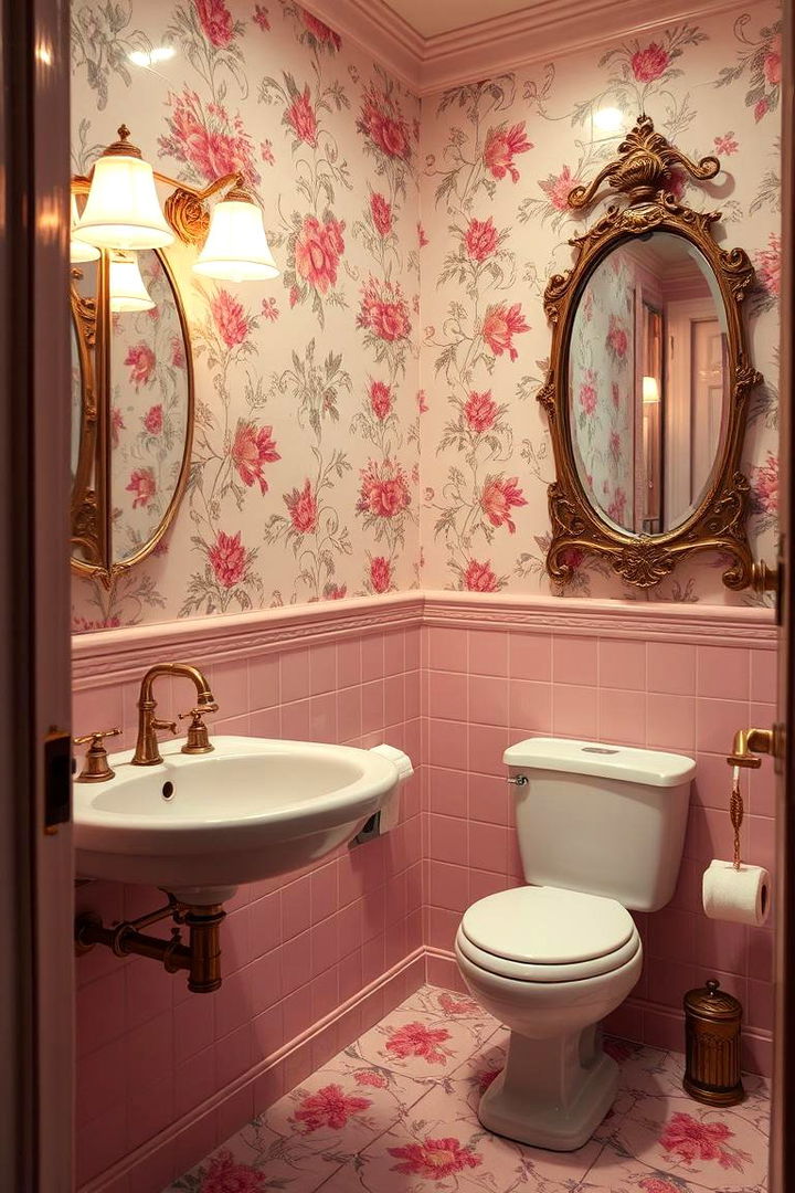 Vintage Floral Inspirations - 22 Pink Tile Bathroom Ideas