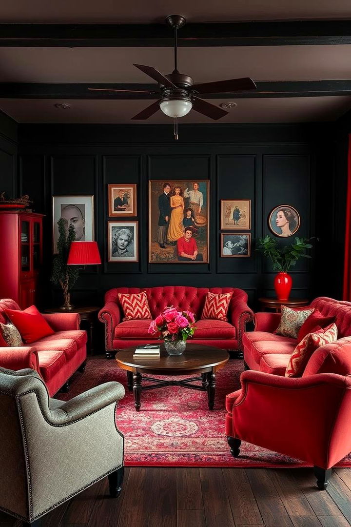 Vintage Fusion Style - 22 Black and Red Living Room Ideas