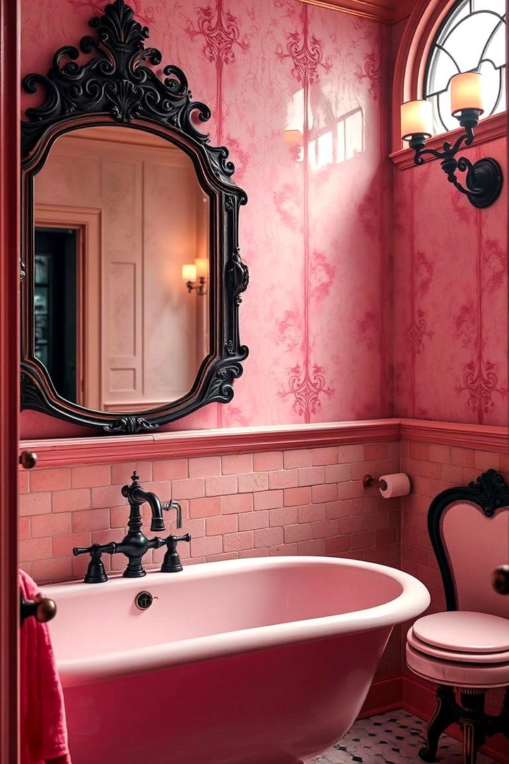 Vintage Glam Touches - 22 Pink and Black Bathroom Ideas