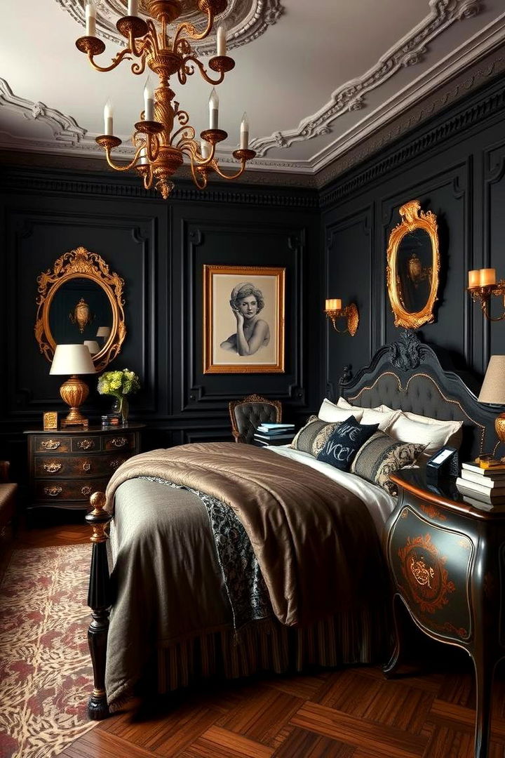Vintage Glamour Inspiration - 22 Black and Gold Bedroom Ideas