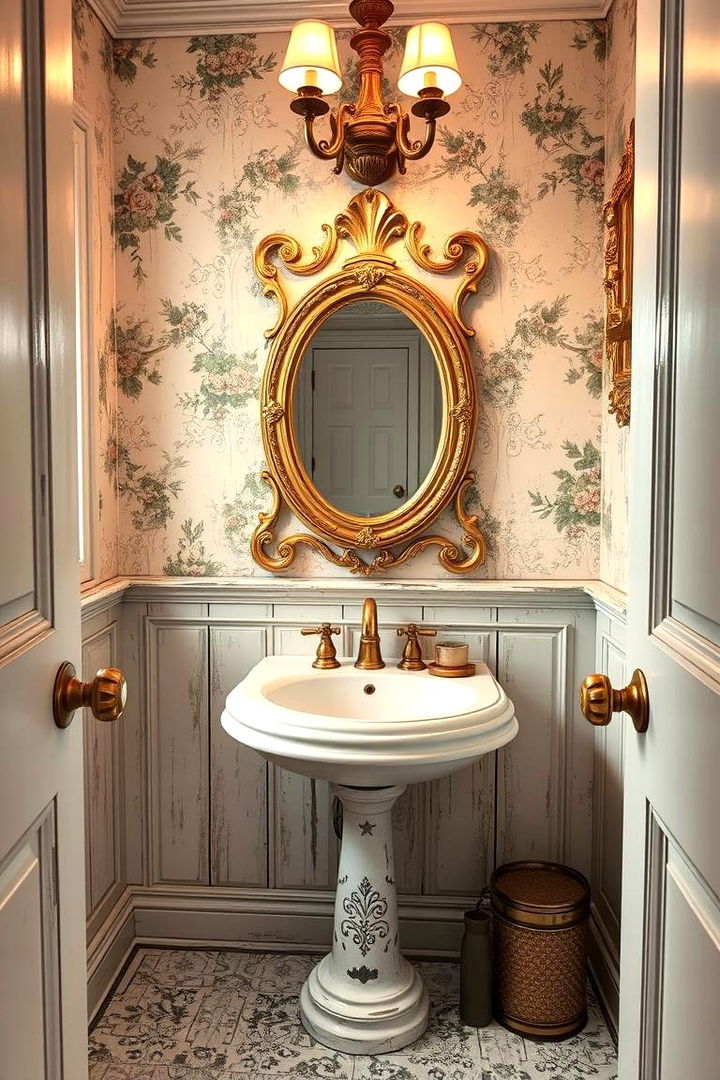 Vintage Glamour Touches - 22 black and gold powder room ideas