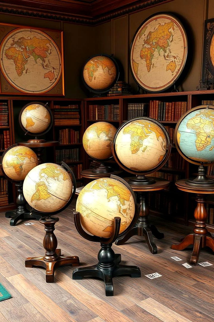 Vintage Globe and Map Collections - 22 dark academia bedroom ideas