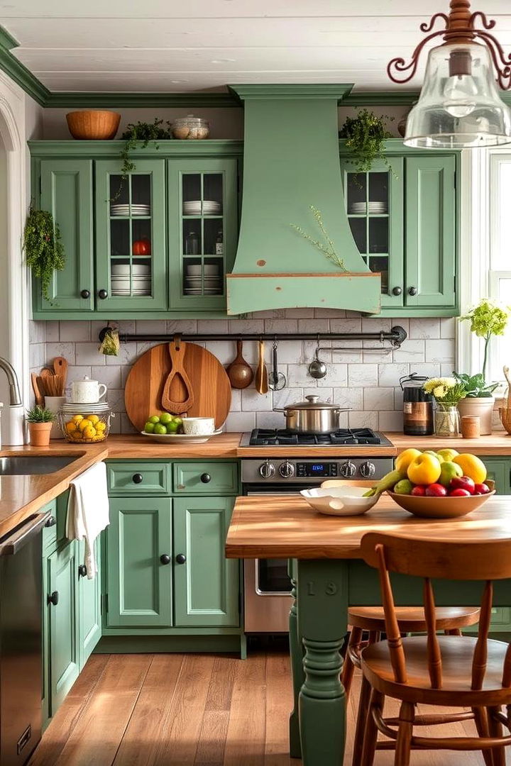 Vintage Green Accents - 22 Earthy Kitchen Ideas