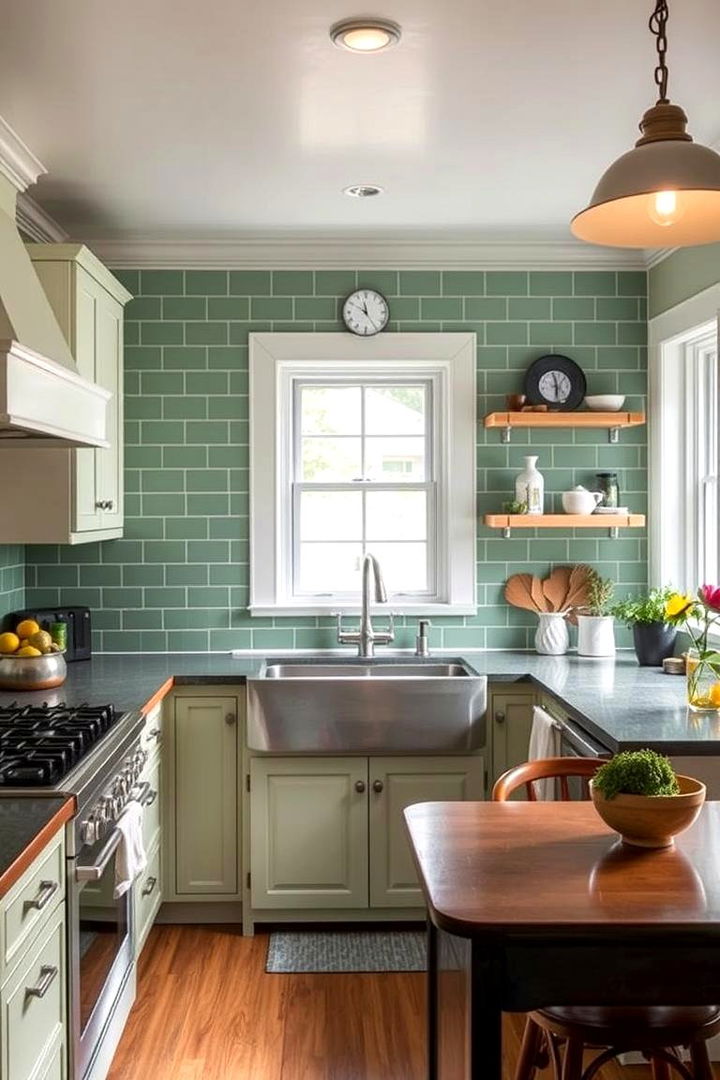 Vintage Green Subway Tiles - 22 Kitchen With Green Backsplash Ideas