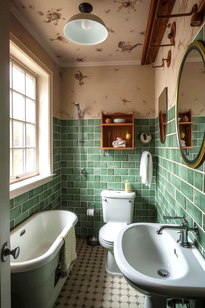 Vintage Green Tile Charm - 22 Green Tile Bathroom Ideas