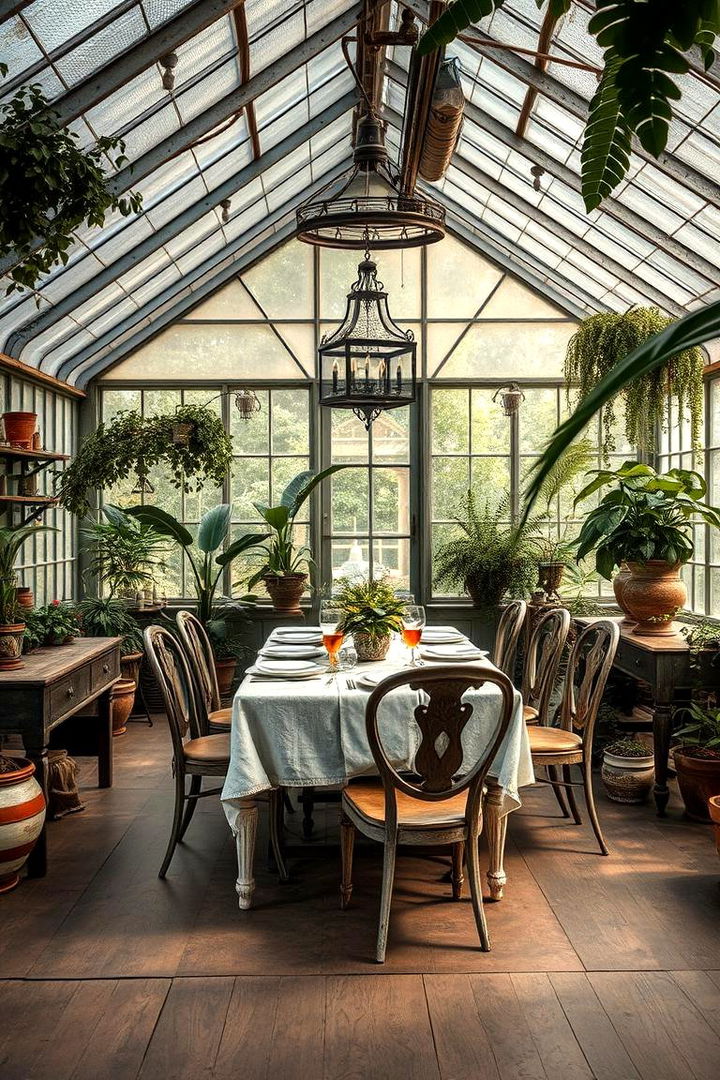 Vintage Greenhouse Elegance - 22 Greenhouse Dining Room Ideas