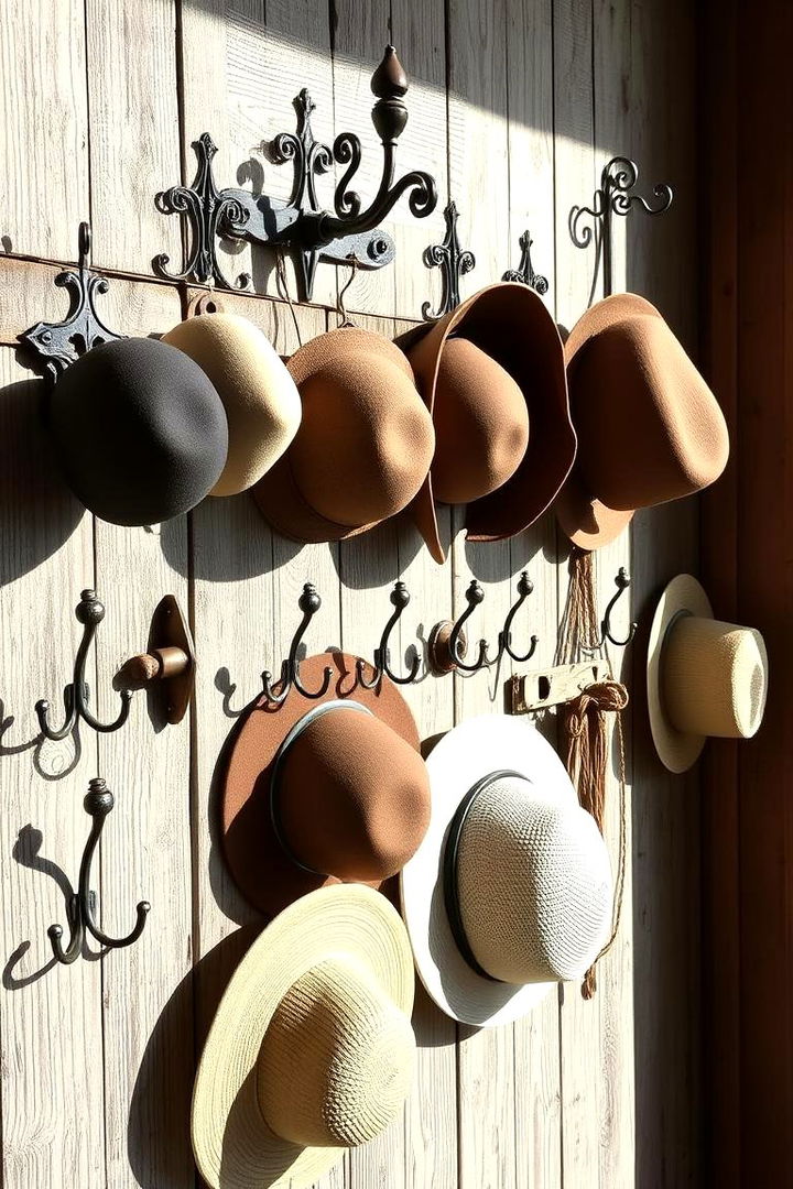 Vintage Hooks Gallery Display - 22 Hat Storage Ideas
