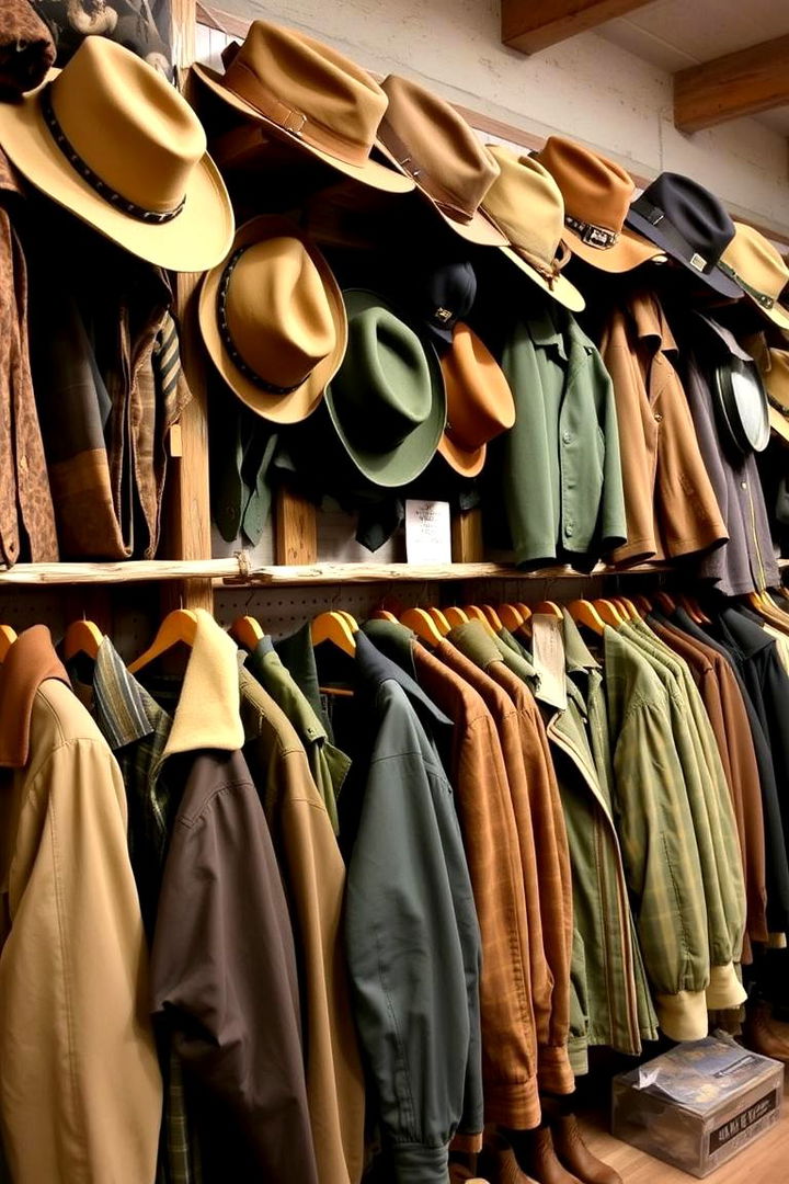 Vintage Hunting Apparel Display - 22 Hunting Man Cave Ideas