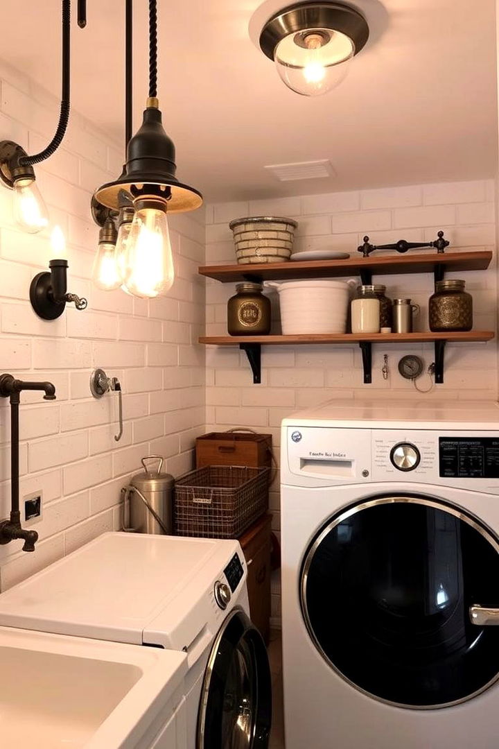 Vintage Industrial Fixtures - 22 Laundry Room Lighting Ideas