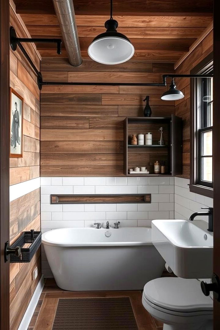 Vintage Industrial Flair - 22 Black and Wood Bathroom Ideas