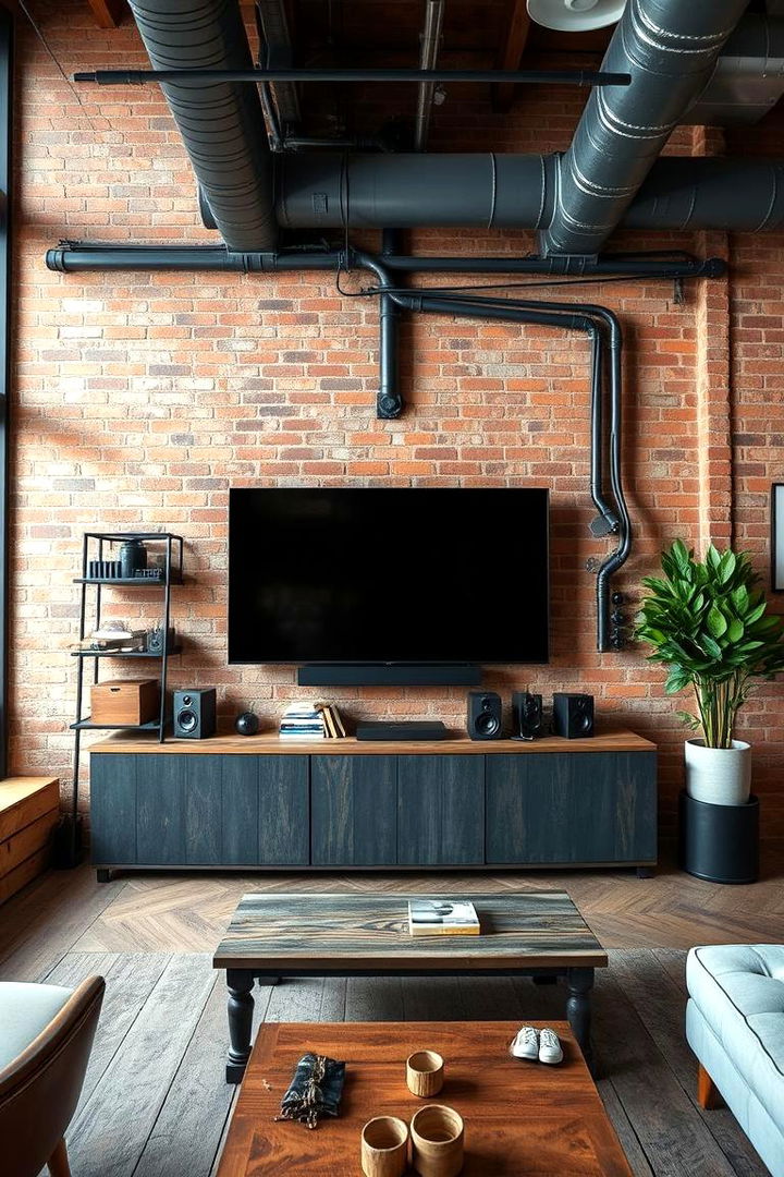 Vintage Industrial Media Walls - 22 Media Wall Ideas