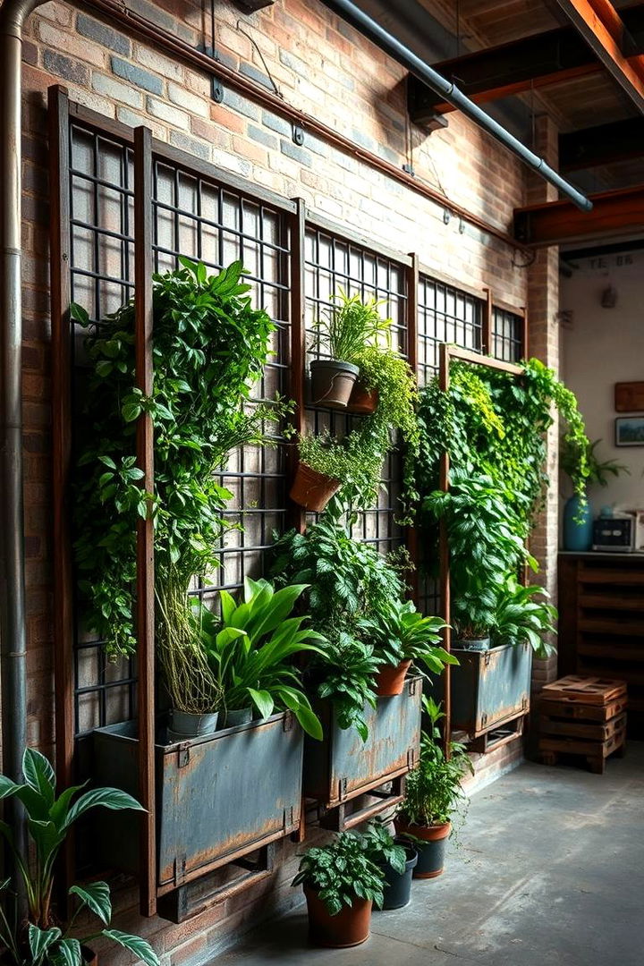 Vintage Industrial Wall Garden - 22 Indoor Plant Wall Ideas
