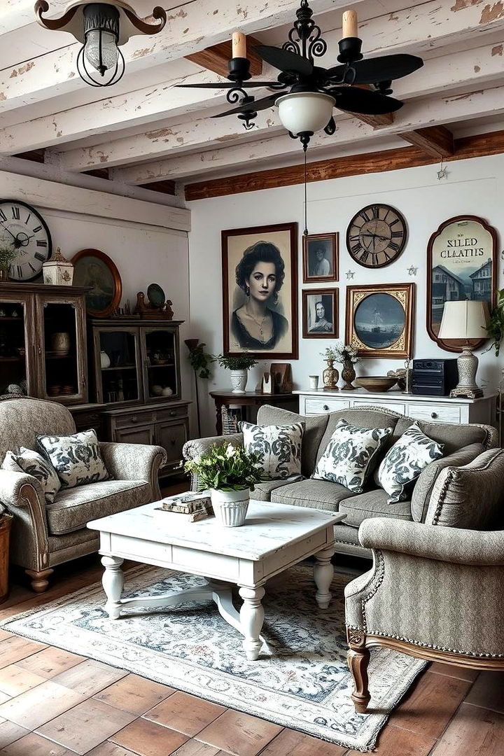 Vintage Inspired Accents - 22 Black and White Boho Living Room Ideas