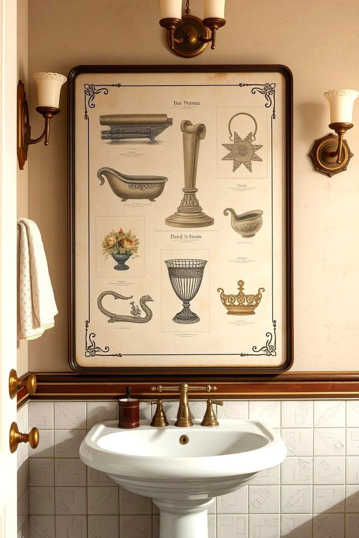 Vintage Inspired Artwork - 22 Bathroom Art Ideas