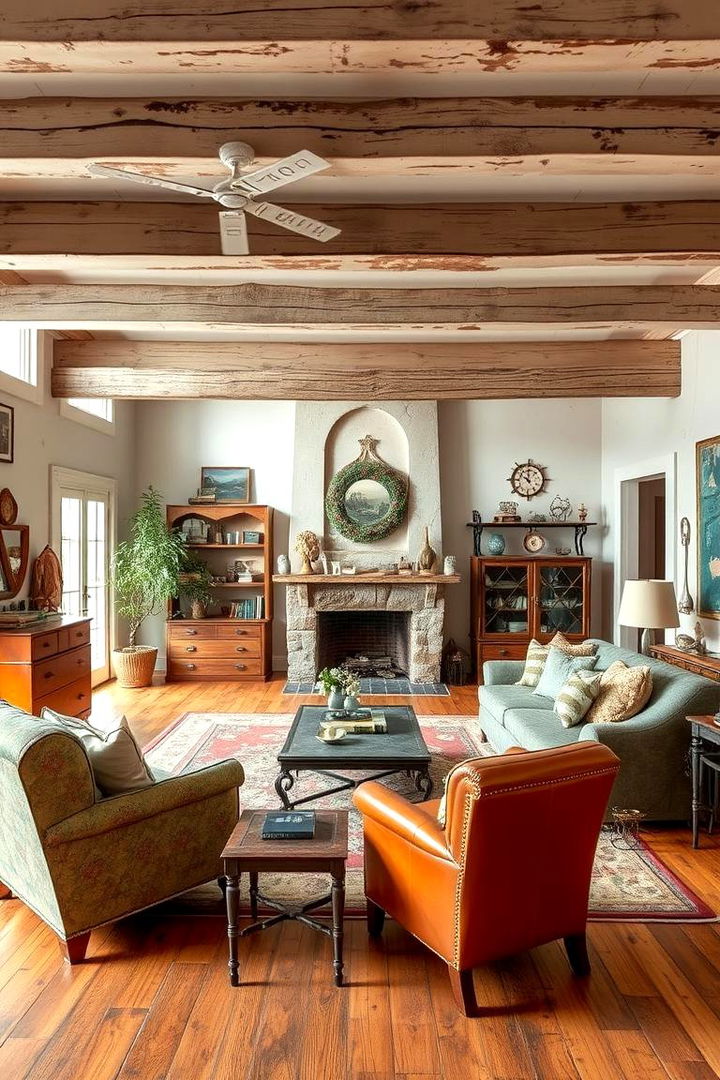 Vintage Inspired Beams for a Distinctive Ambiance - 22 Exposed Beam Living Room Ideas