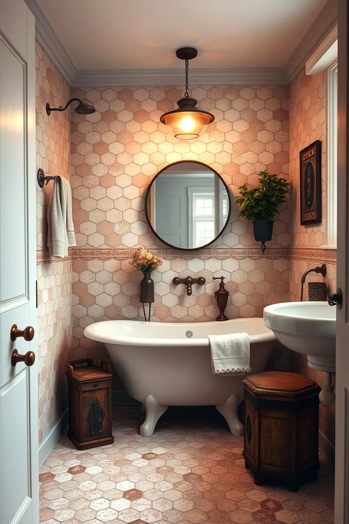 Vintage Inspired Charm - 22 Hexagon Tiles Ideas for Bathrooms