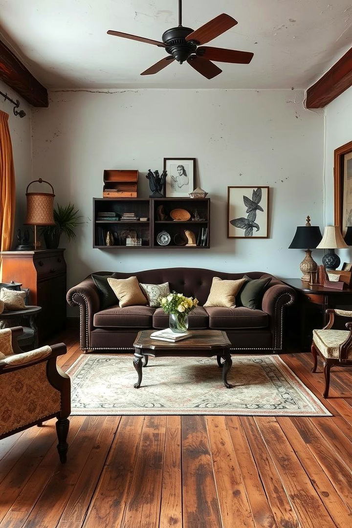 Vintage Inspired Decor - 22 Dark Brown Couch Living Room Ideas