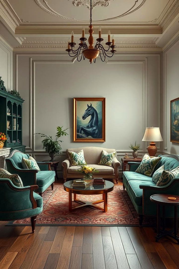 Vintage Inspired Emerald Decor - 22 Emerald Green and Gold Living Room Ideas
