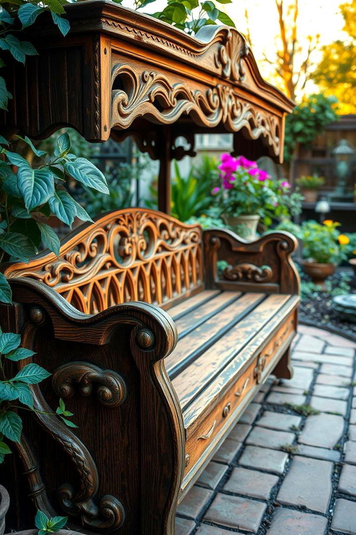 Vintage Inspired Garden Sleeper with Carved Details - 22 Garden Sleeper Ideas