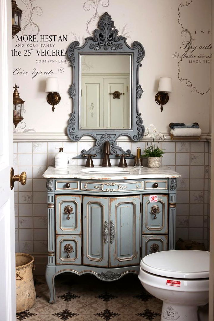 Vintage Inspired Grey Vanity - 22 Grey Bathroom Vanity Design Ideas