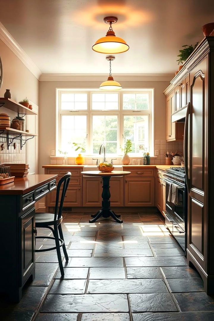 Vintage Inspired Kitchen with Slate Floors - 22 Kitchens With Slate Floors