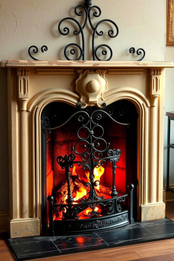 Vintage Iron Detailing - 22 French Country Fireplace Ideas