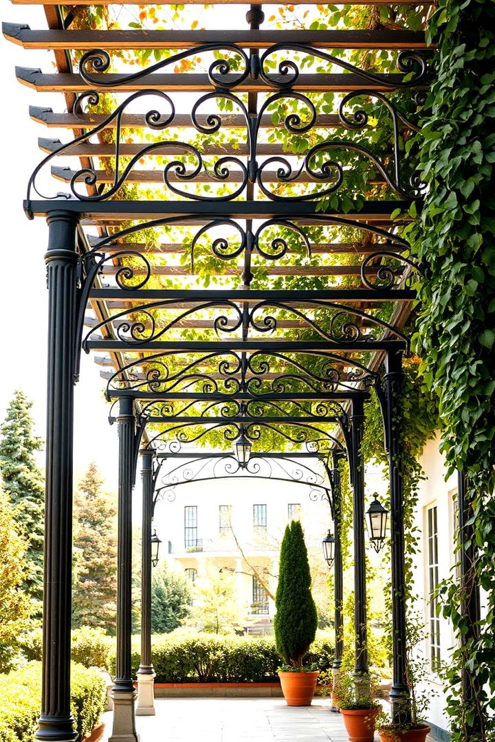 Vintage Iron Pergola - 22 Patio Pergola Ideas