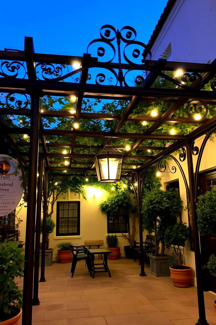 Vintage Ironwork Elegance - 22 Small Patio Pergola Ideas
