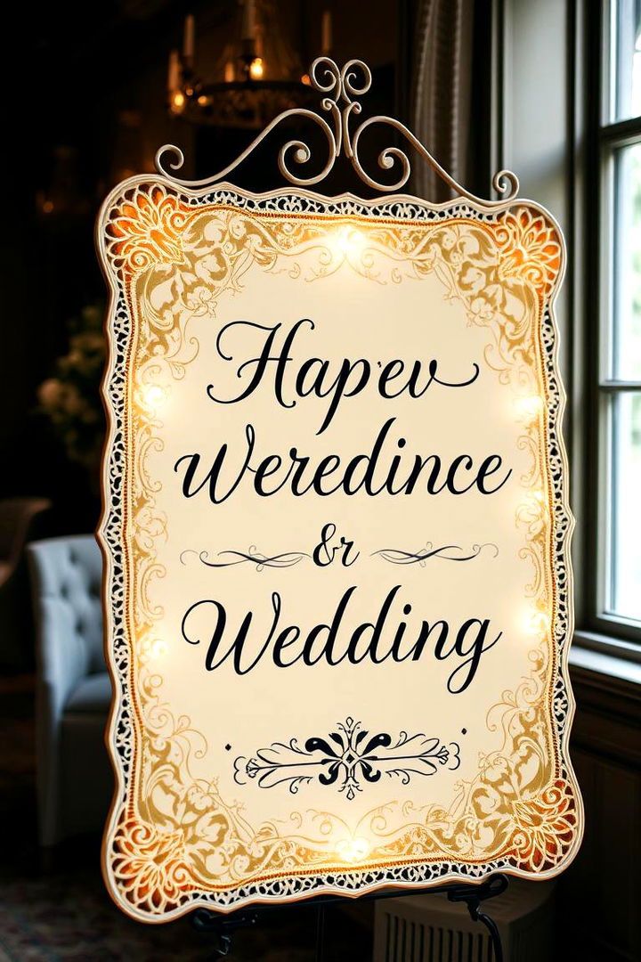 Vintage Lace Overlay Sign - 22 Wedding Welcome Sign Ideas