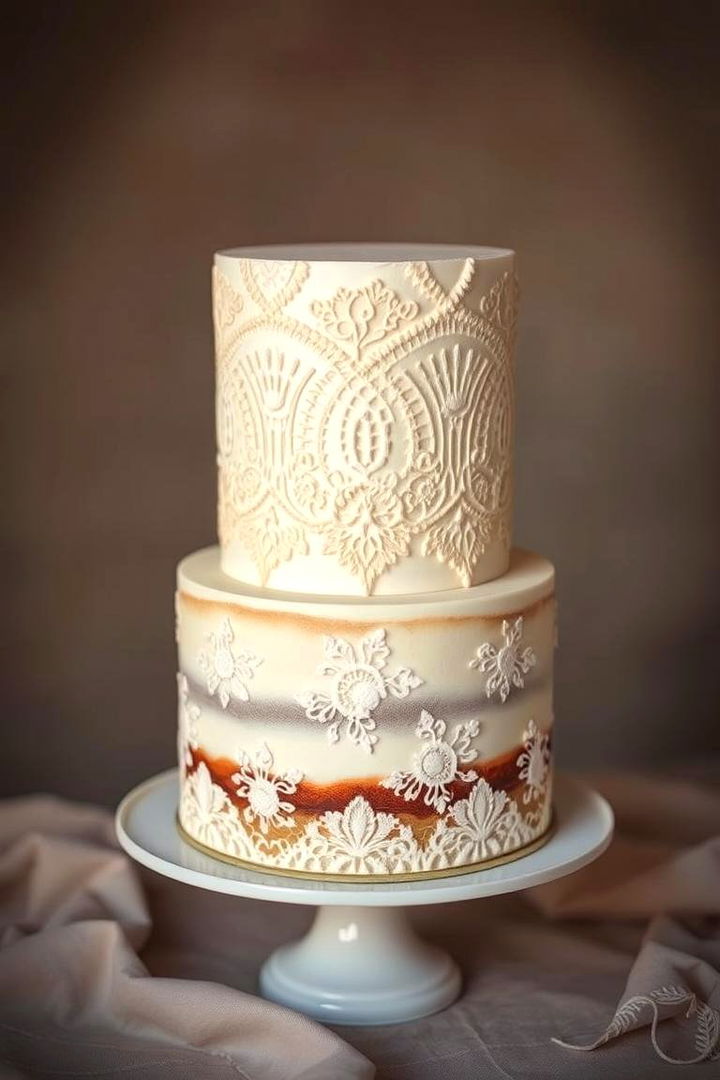 Vintage Lace - 22 Naked and Semi-naked Wedding Cake Ideas