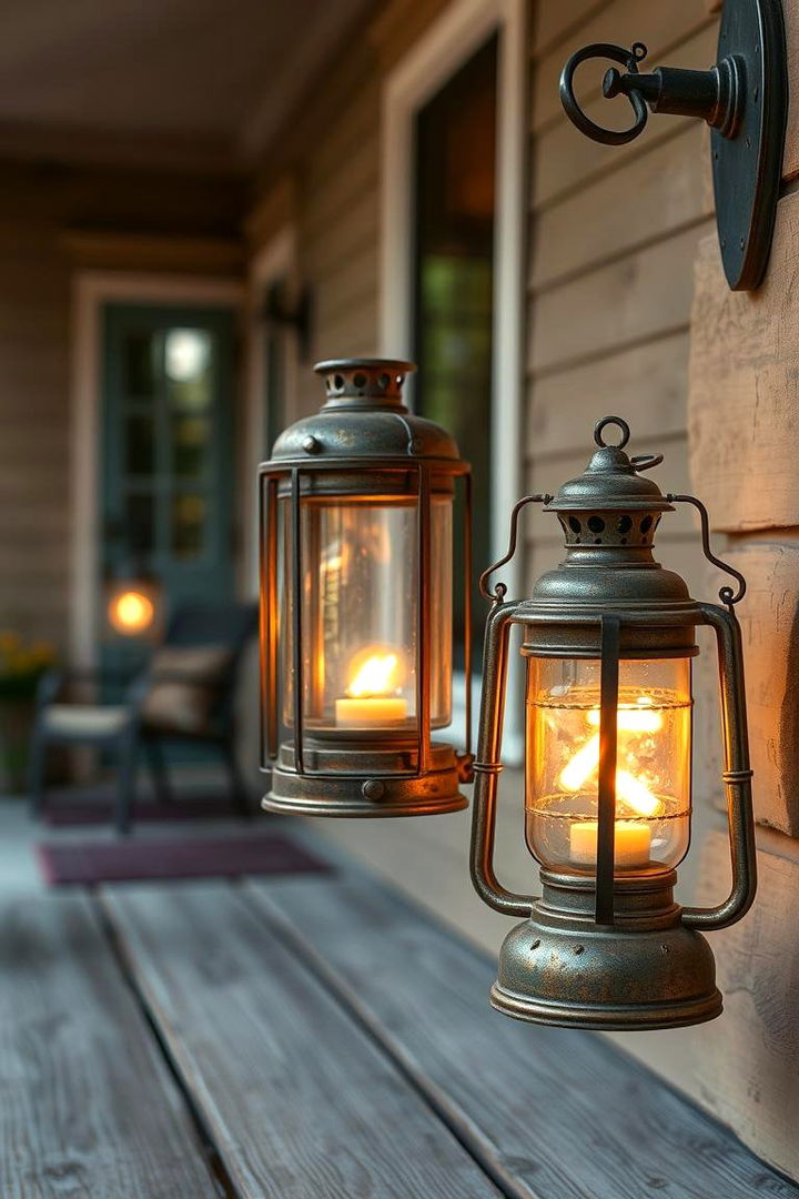Vintage Lantern Lighting for Warm Glow - 22 Rustic Front Porch Ideas