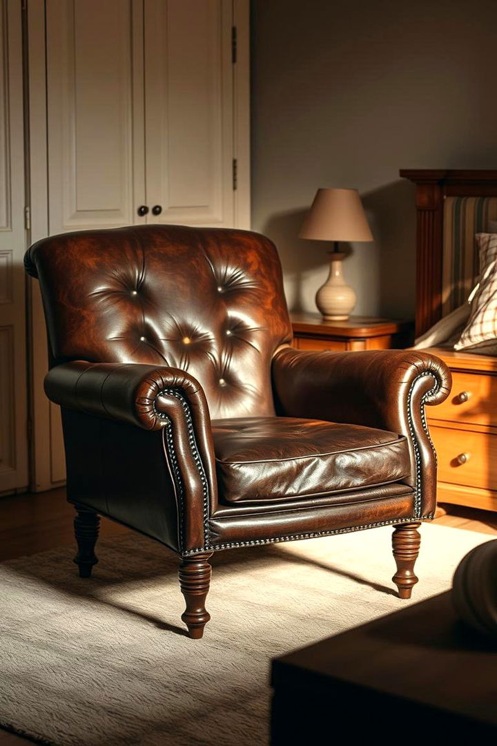 Vintage Leather Armchair - 22 Bedroom Chair Ideas