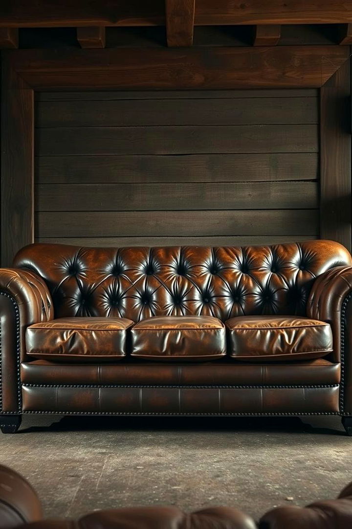 Vintage Leather Sofa Charm - 22 Man Cave Seating Ideas