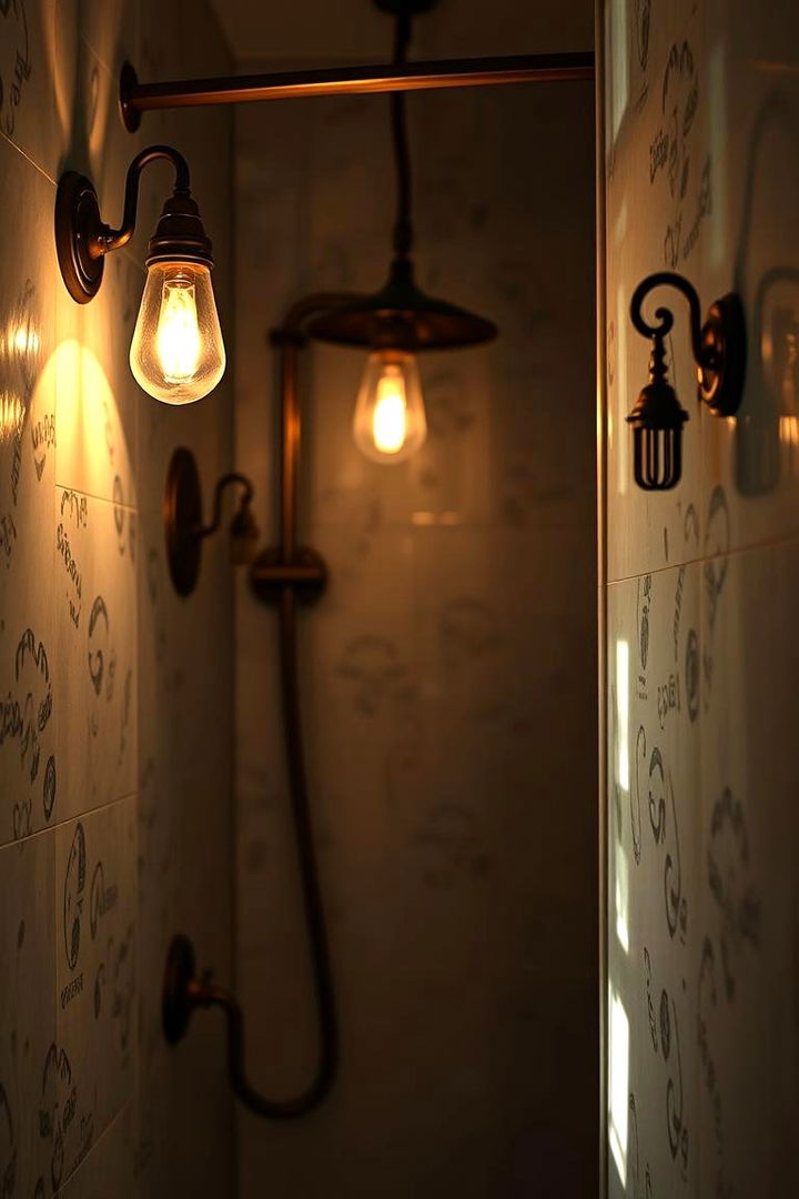 Vintage Lighting Fixtures - 22 Rustic Walk-in Shower Ideas