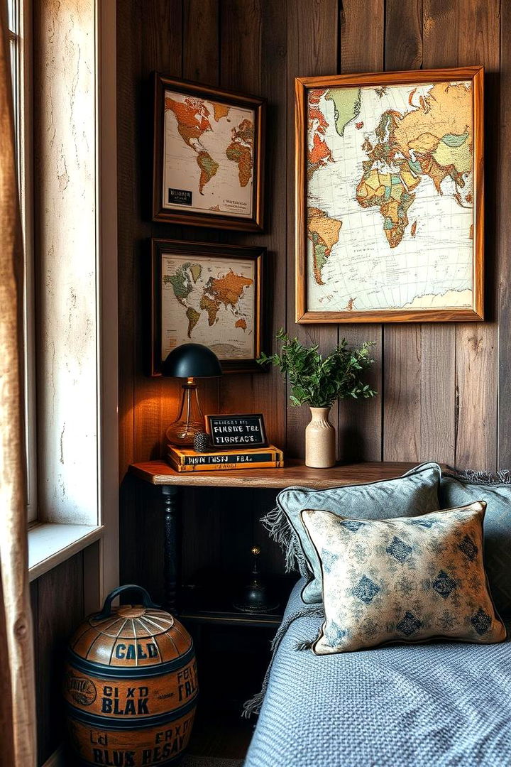 Vintage Map Accents - 22 Hunting Man Cave Ideas