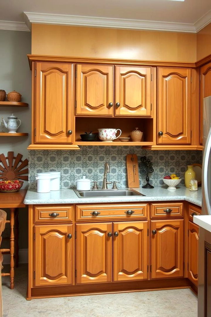 Vintage Maple Cabinets with Backsplash - 22 Maple Kitchen Cabinets Ideas
