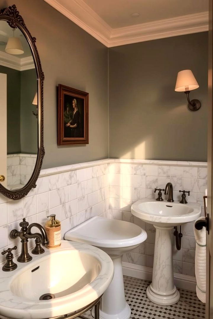 Vintage Marble Fixtures - 22 Marble Bathroom Ideas