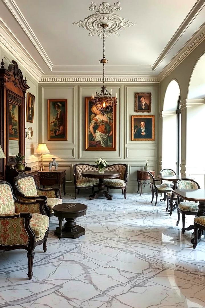 Vintage Marble Revival - 22 Marble Floor Living Room Ideas