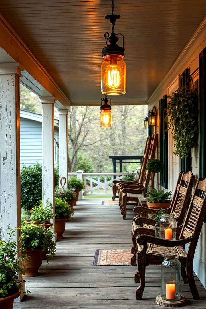 Vintage Mason Jar Lighting - 22 Southern Front Porch Ideas