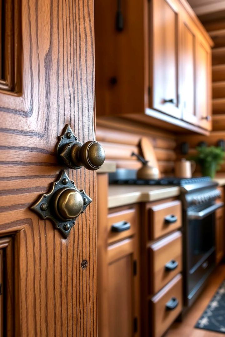 Vintage Metal Hardware - 22 Log Cabin Kitchen Design Ideas