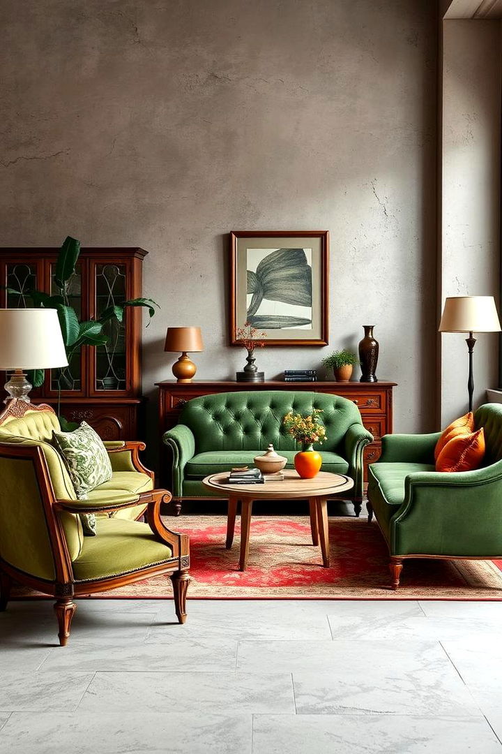 Vintage Modern Fusion - 22 Green and Orange Living Room Ideas
