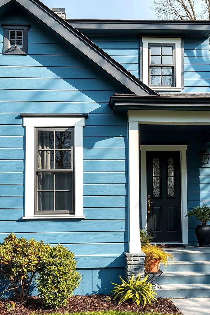Vintage Modern Harmonies - 22 Blue House With Black Trim Ideas