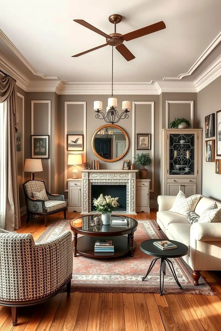 Vintage Monochrome Revival - 22 Monochromatic Living Room Ideas