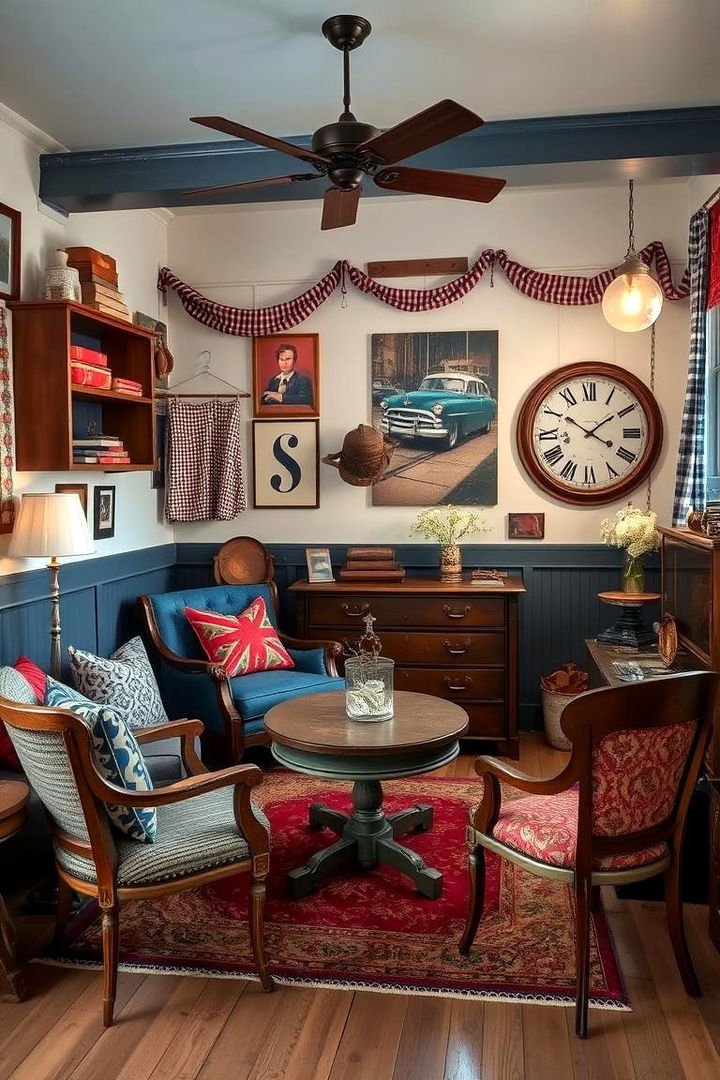Vintage Navy Charm - 22 Navy Living Room Ideas
