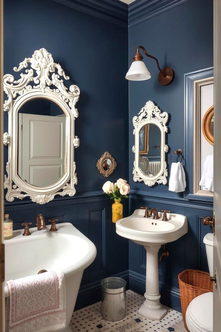 Vintage Navy Charm - 22 Navy Blue Bathroom Ideas