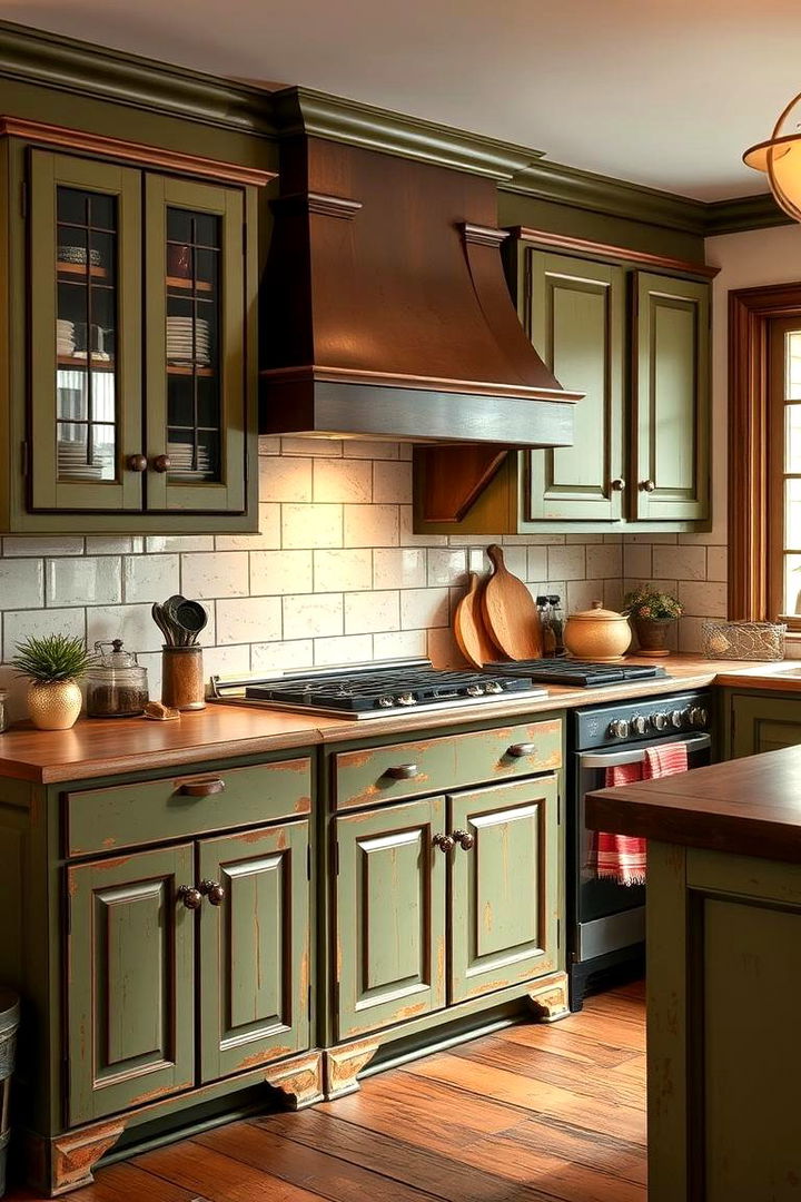 Vintage Olive Charm Innovations - 22 Green Kitchen Cabinet Ideas