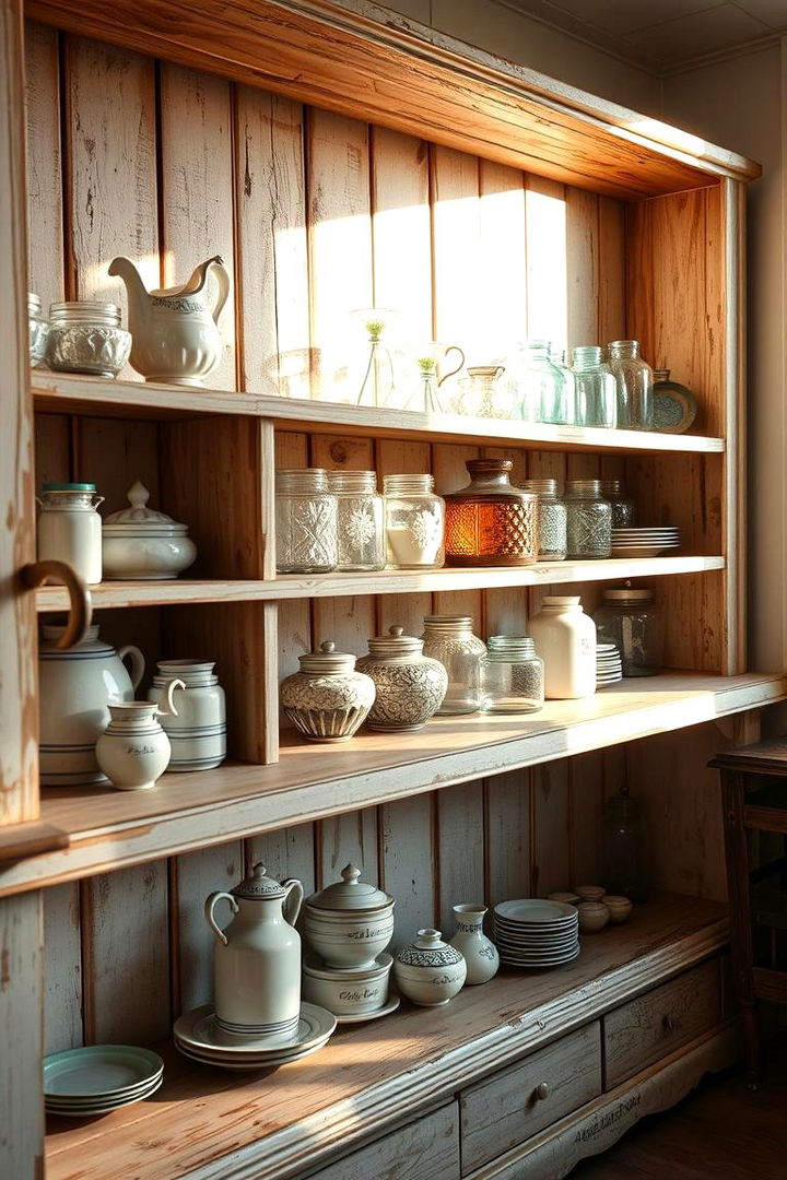Vintage Open Shelving - 22 Country Kitchen Ideas
