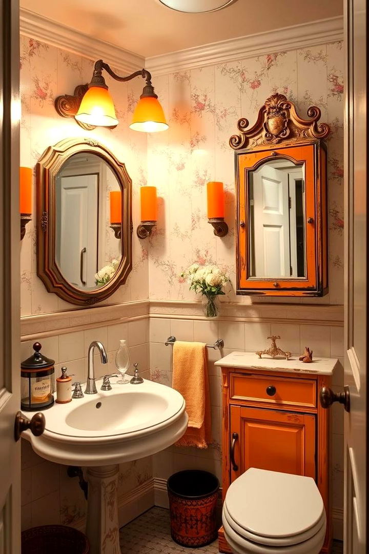 Vintage Orange Accents - 22 Orange Bathroom Ideas