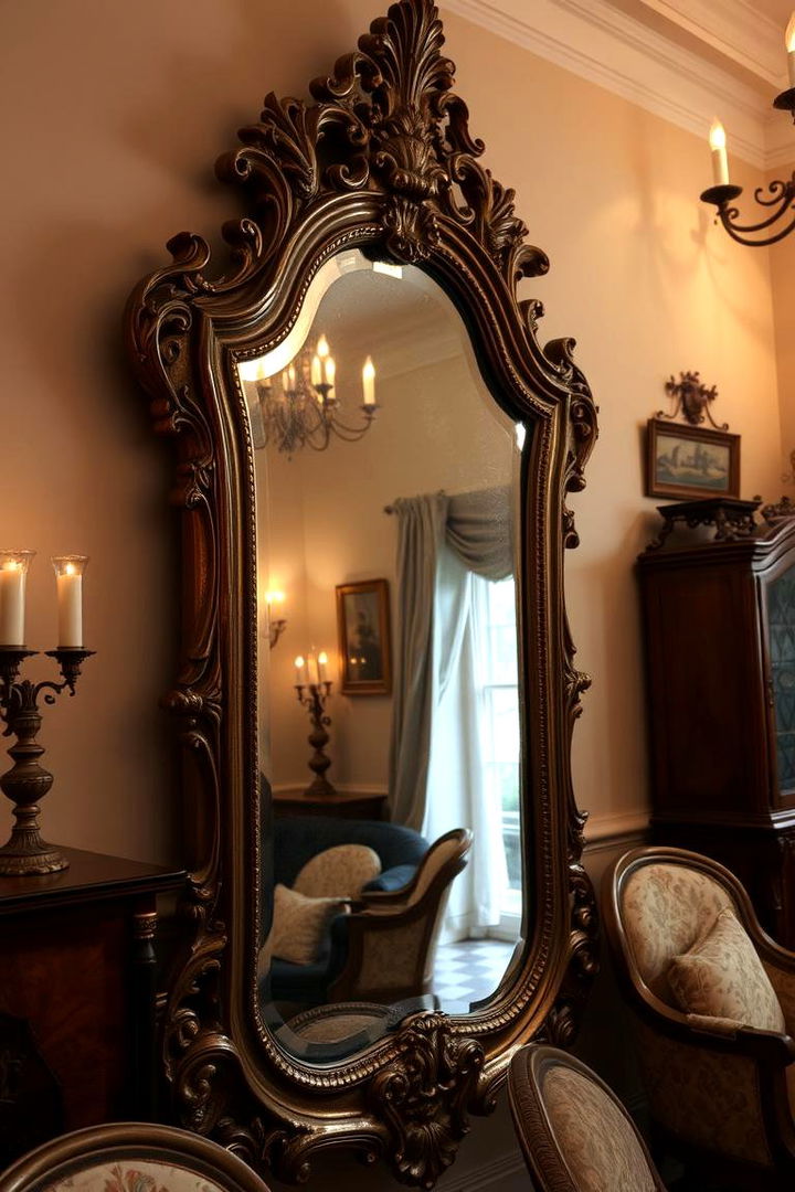 Vintage Ornate Mirror - 22 Living Room Mirror Ideas